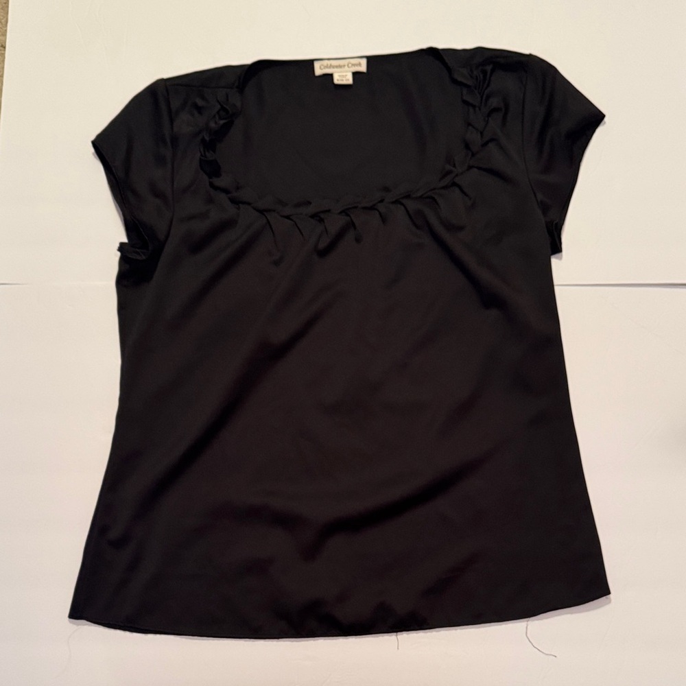 ✨Coldwater Creek Elegant Scoop neck Black Blouse. Size medium. GUV.